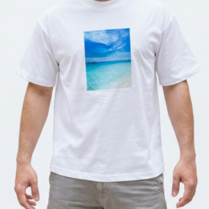 White Oversized Blue Print T-Shirt | Premium Cotton Graphic Tee